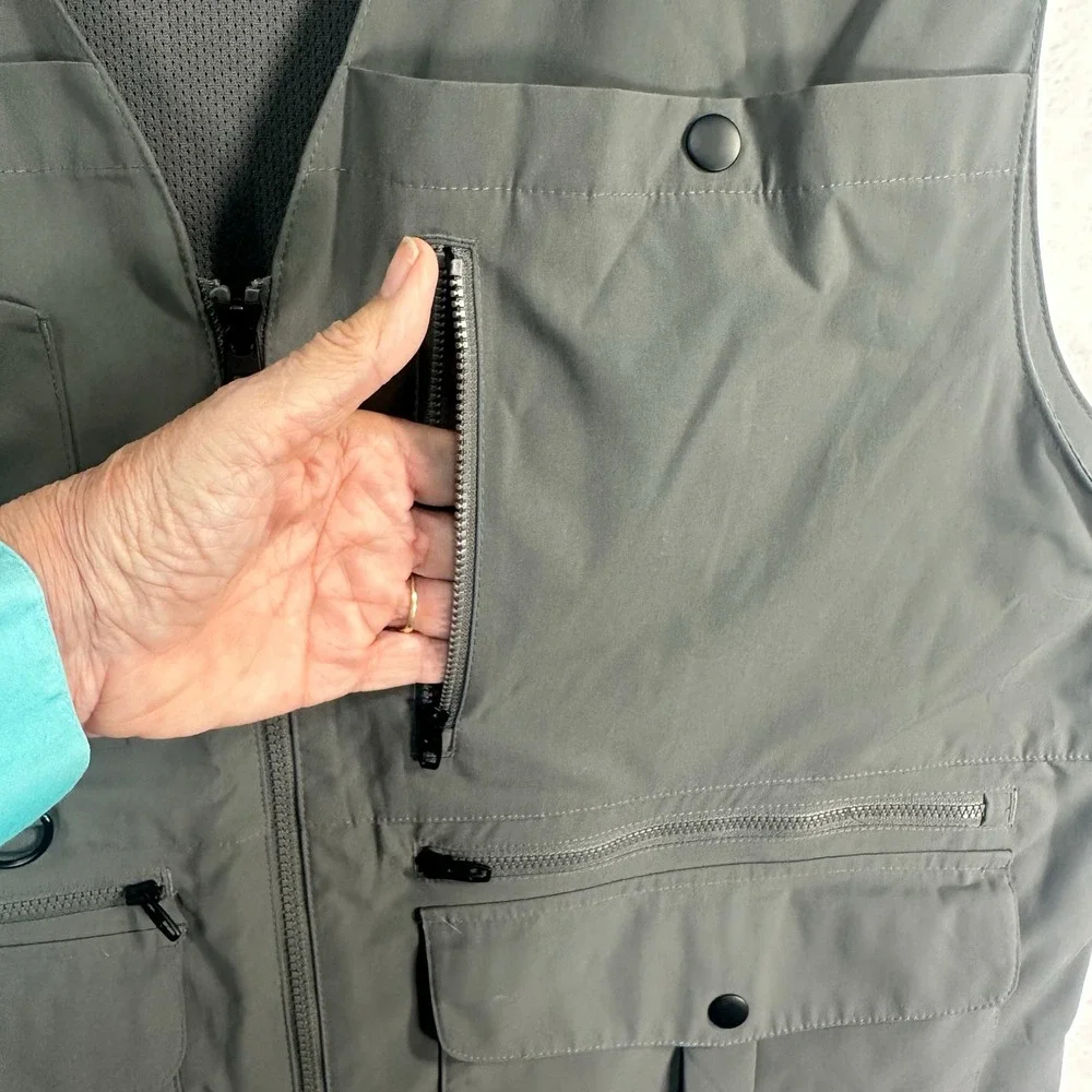 Roundtree & Yorke‎ TravelSmart Utility Vest Mens XL Gray Multi-Pocket Full Zip